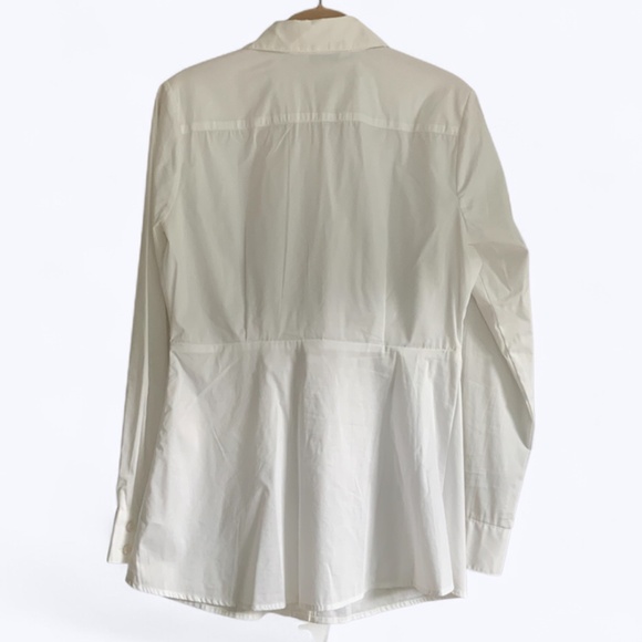 CAbi Ascot Tailored White Cotton Button Front Waist Tie Tunic Blouse SZ S - Picture 4 of 11